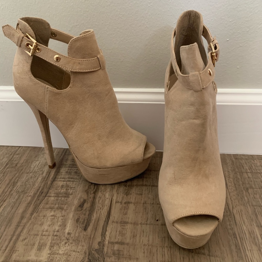 Tan bootie heels